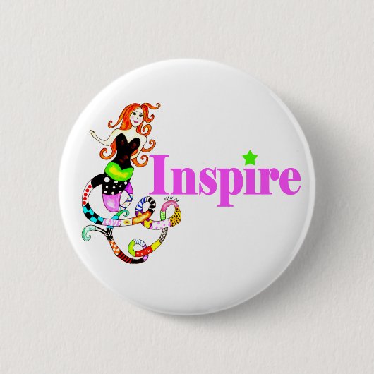 Inspire Mermaid "Girly"-Button Ronde Button 5,7 Cm (Voorkant)