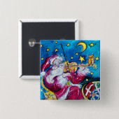 INSPIRED SANTA PLAYING VIOLIN VIERKANTE BUTTON 5,1 CM (Voorkant /achterkant)