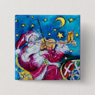 INSPIRED SANTA PLAYING VIOLIN VIERKANTE BUTTON 5,1 CM