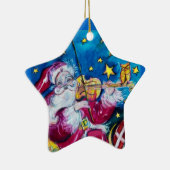 INSPIRED SANTA Red Ruby Gem Stone Star Keramisch Ornament (Rechts)