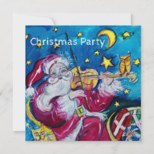 INSPIRED SANTA VIOLINIST CHRISTMAS PARTY INVITE KAART