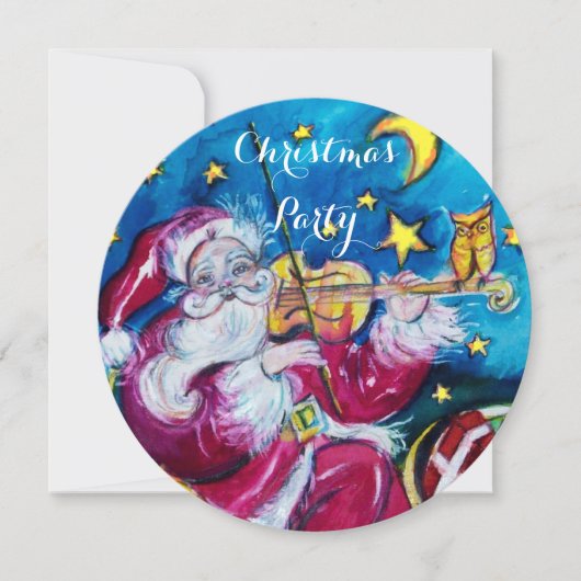 INSPIRED SANTA VIOLINIST CHRISTMAS PARTY INVITE KAART (Voorkant)