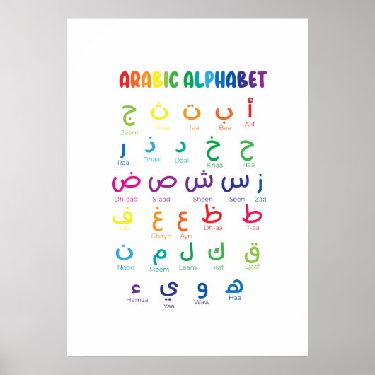 Inspireer Arabisch leren: mooi alfabet kunst Poster (Voorkant)