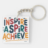 Inspireer Aspire Bereik Vierkante Sleutelhanger (Achterkant)