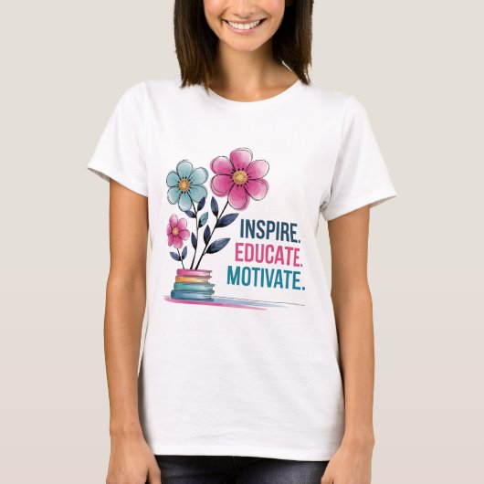 Inspireer Educate Motivate Shirt | Teacher Boho T- (Voorkant)