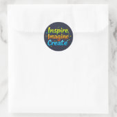 Inspireer. Stel je voor. Creëer Ronde Sticker (Tas)