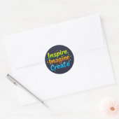 Inspireer. Stel je voor. Creëer Ronde Sticker (Envelop)