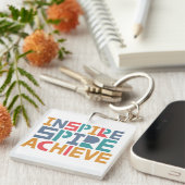 Inspireer Streef Bereik Vierkante Sleutelhanger (Voorkant Rechts)