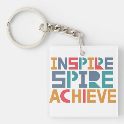 Inspireer Streef Bereik Vierkante Sleutelhanger (voorkant)