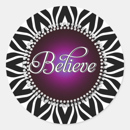 InspireMe! Geloof Black White Mandala Plum Circle Ronde Sticker (Voorkant)