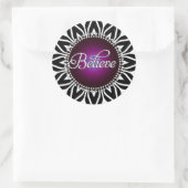 InspireMe! Geloof Black White Mandala Plum Circle Ronde Sticker (Tas)