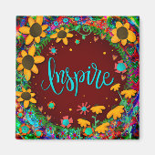 Inspireren  kleurrijke Fun Flowers Inspirivity Magneet (Voorkant)