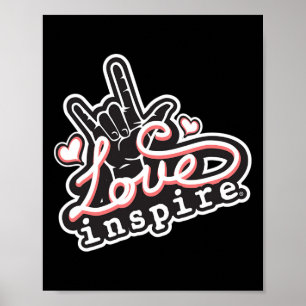 inspireren Liefde ASL ILY Hand Gebarentaal Deaf Aw Poster