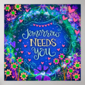 Inspireren Morgen heeft je inspiratie nodig Floral Poster (Voorkant)