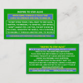 INSPIREREN OM IN LEVEN TE BLIJVEN ZELFMOORDPREVENT VISITEKAARTJE (Voorkant / Achterkant)