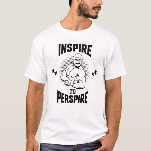 Inspireren om te transpireren, fitness t-shirt (Voorkant)