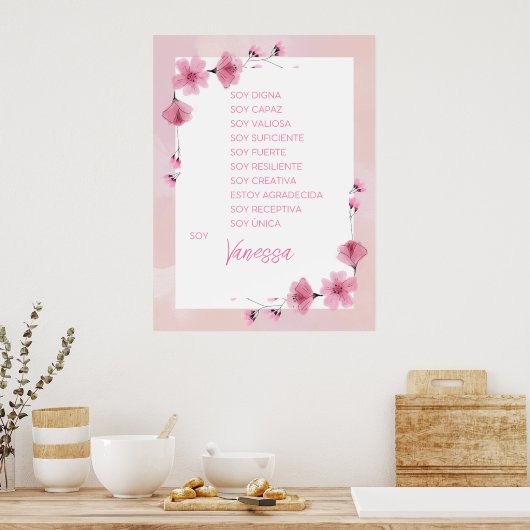 Inspireren van uw reis met affirmaties Spaans Poster (Keuken)