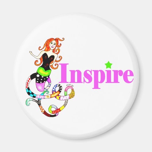 Inspireren Zeemeermin "Girly" Magnet (Voorkant)