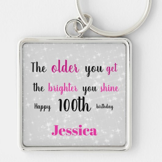 Inspirerend 100e verjaardag sleutelhanger (Voorkant)