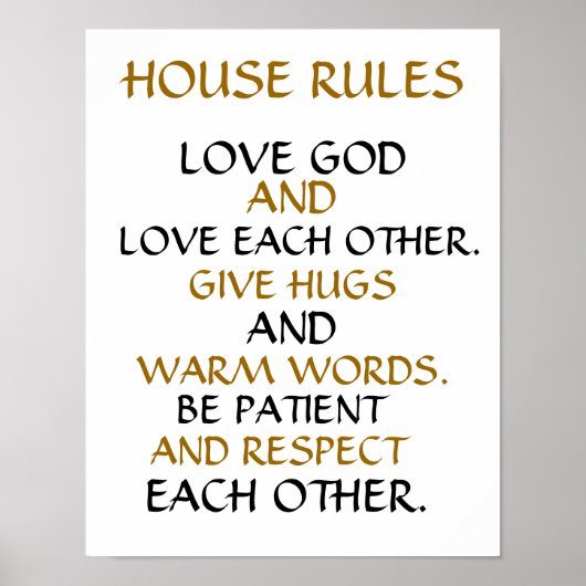 inspirerend 11X14 WALL-POSTER "HUISREGELS" Poster (Voorkant)