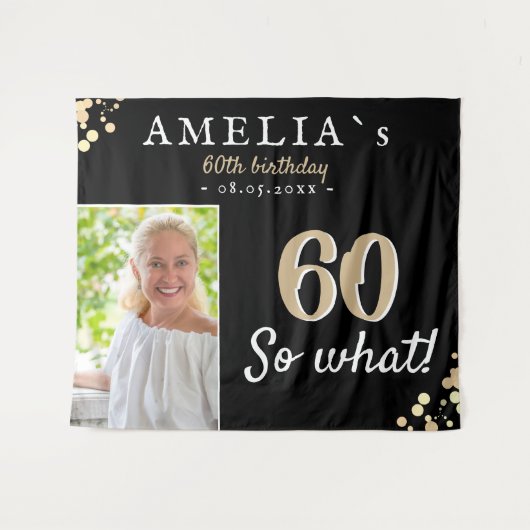 Inspirerend 60e Verjaardag Zwart Foto Achtergrond Wandkleed (Voorkant (horizontaal))