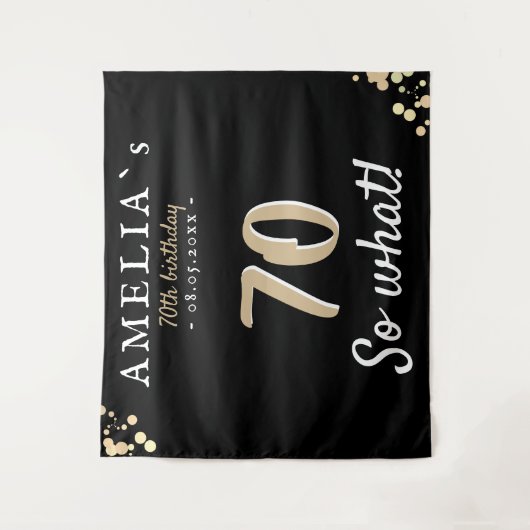 Inspirerend 70e verjaardag Zwarte achtergrond Wandkleed (Voorkant)