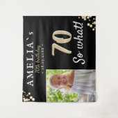 Inspirerend 70e verjaardag zwarte foto achtergrond wandkleed (Voorkant)