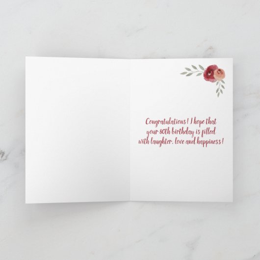 Inspirerend 80ste verjaardag Bloemenfoto Kaart (Binnen)