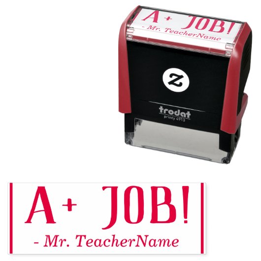 Inspirerend "A+ JOB!" Commendement Rubber Stamp Zelfinktende Stempel (In situ)