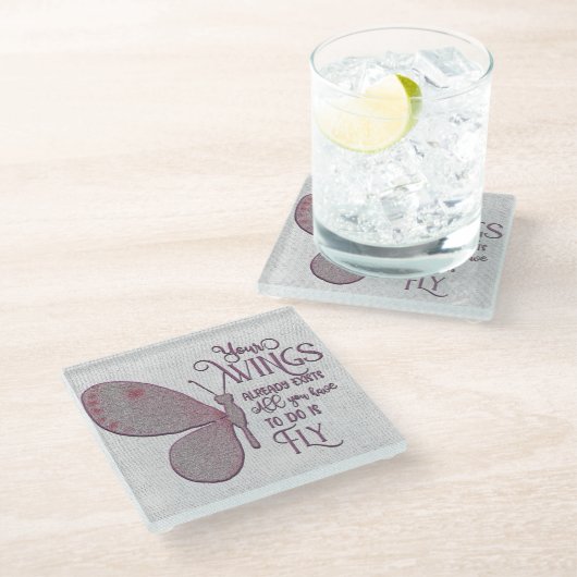 Inspirerend aanmoediging/citaten glazen onderzetter (Schuin)