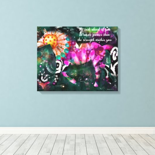 Inspirerend Abstract Paard Bloemen Canvas Afdruk (Insitu (Houten vloer))