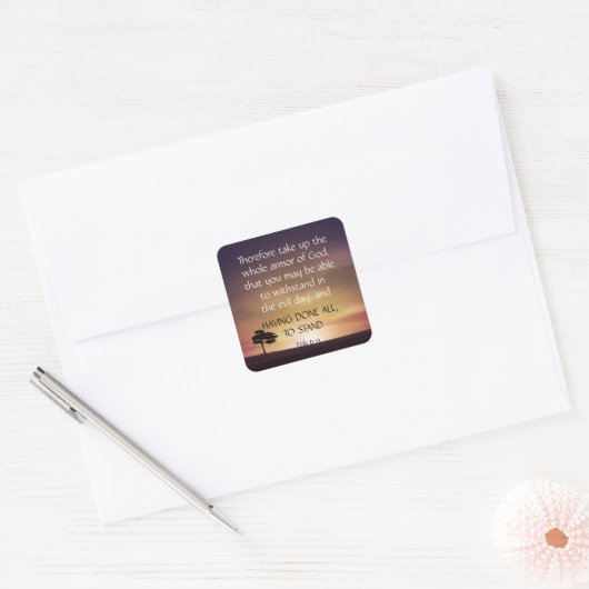 Inspirerend activeringsbijbelscripts vierkante sticker (Envelop)