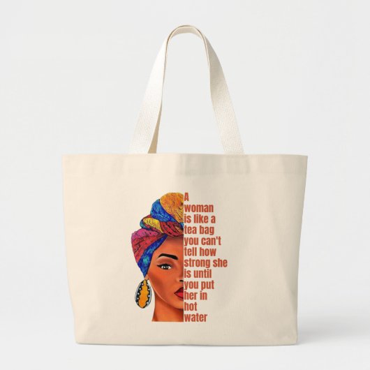 Inspirerend Afro-Amerikaanse vrouw met citaat Grote Tote Bag (Voorkant)