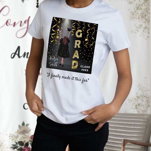 Inspirerend Afstuderen en Trots Meisje Goud Custom T-shirt