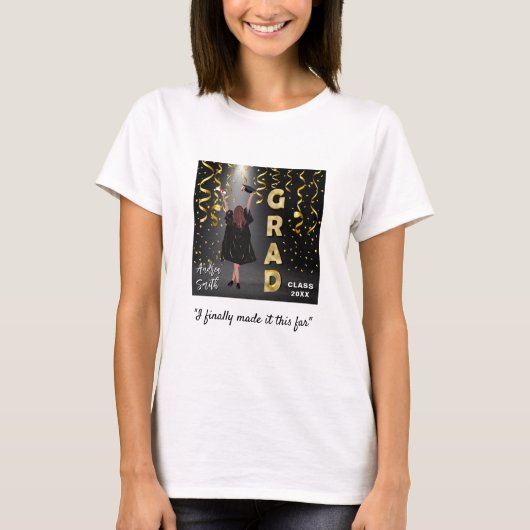 Inspirerend Afstuderen en Trots Meisje Goud Custom T-shirt (Voorkant)