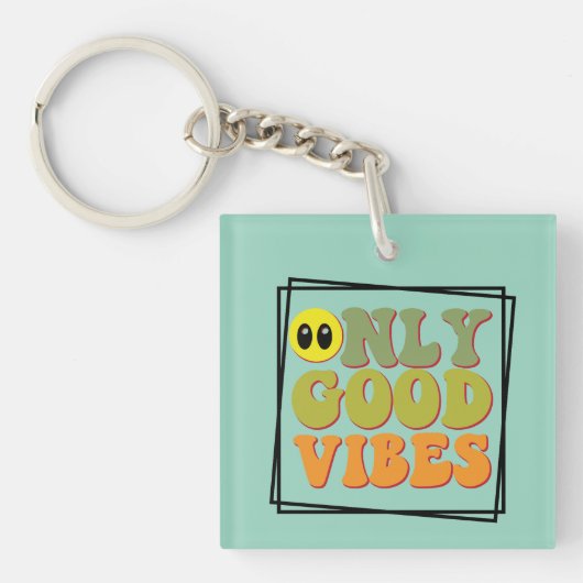 Inspirerend Alleen Goede Vibes Wordart Sleutelhang Sleutelhanger (voorkant)