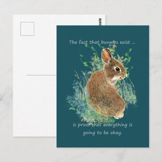 Inspirerend Alles zal oké Bunny Quote zijn Briefkaart (Voorkant / Achterkant)