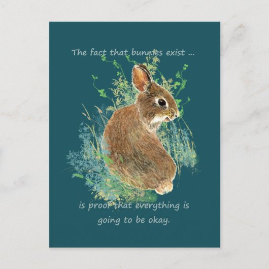 Inspirerend Alles zal oké Bunny Quote zijn Briefkaart (Voorkant)