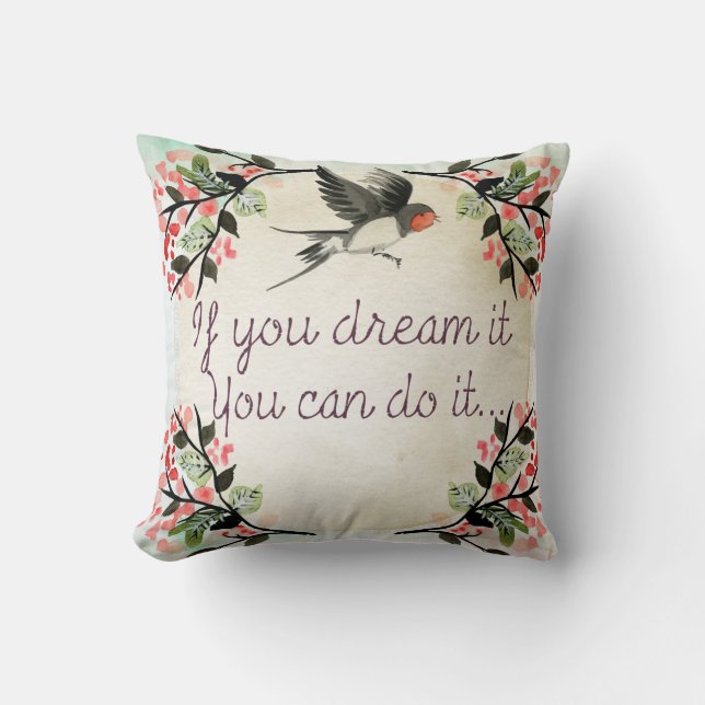 Inspirerend als je het droomt Waterverf Kussen (Voorkant)