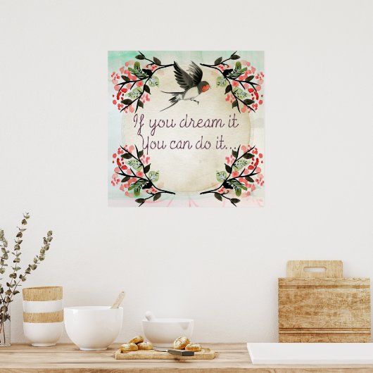 Inspirerend als je het droomt Waterverf Poster (Keuken)