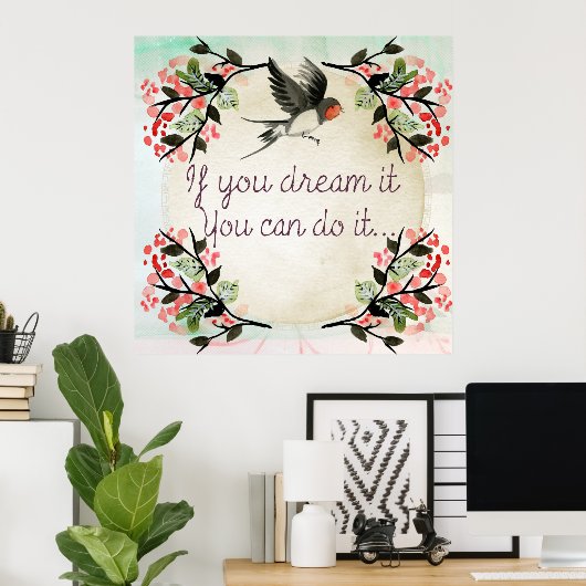 Inspirerend als je het droomt Waterverf Poster (Thuiskantoor)