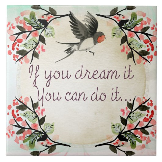 Inspirerend als je het droomt Waterverf Tegeltje (Voorkant)