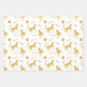 Inspirerend Aqua Gold Eenhoorns Sterren Inpakpapier Vel (Voorkant 3)