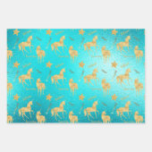 Inspirerend Aqua Gold Eenhoorns Sterren Inpakpapier Vel (Voorkant)