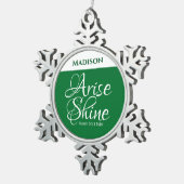 Inspirerend Arise en Shine Faith Green Tin Sneeuwvlok Ornament (Rechts)