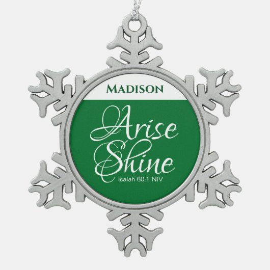 Inspirerend Arise en Shine Faith Green Tin Sneeuwvlok Ornament (Voorkant)