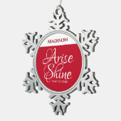 Inspirerend Arise en Shine Faith Red Tin Sneeuwvlok Ornament (Rechts)