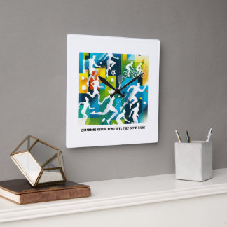 Inspirerend atletiekklok - Motivatie geschenk Vierkante Klok