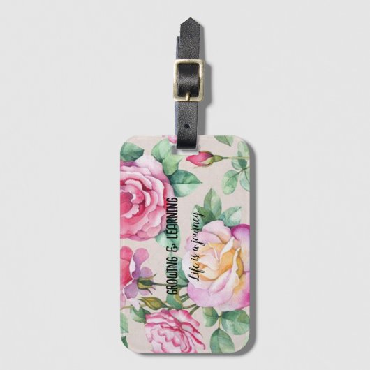 Inspirerend bagagelabel. Groeien & leren. Bagagelabel (Voorkant (verticaal))