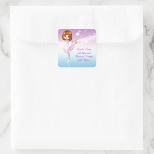 Inspirerend Ballerina - Kleine meisjes met dromen Vierkante Sticker (Tas)